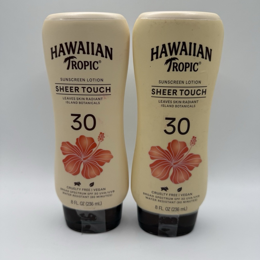 Hawaiian Tropic Sheer Touch SPF 30 Sunscreen Lotion 8oz Duo Exp 2027/2028